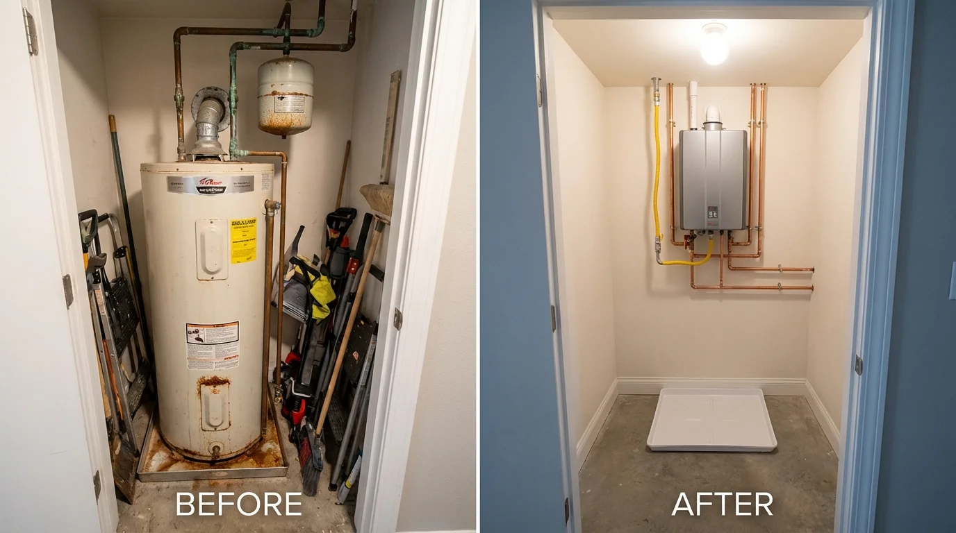 Tank water heater versus wall-mounted tankless unit comparison for Elkton, KY homeowners